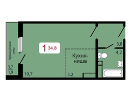 Продается 1-комнатная квартира ЖК КБС. Берег, дом 7 строение 6, 34.8  м&sup2;, 5900000 рублей