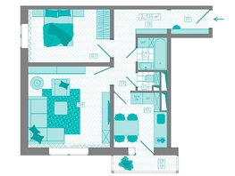 Продается 2-комнатная квартира ЖК КБС. Берег, дом 7 строение 1, 53.5  м&sup2;, 8550000 рублей
