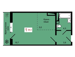 Продается 1-комнатная квартира ЖК Мичурино, дом 4 стр 4, 34  м&sup2;, 5000000 рублей