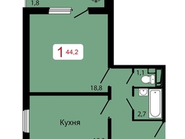 Продается 1-комнатная квартира ЖК КБС. Классика, дом 2, 44.2  м&sup2;, 6250000 рублей