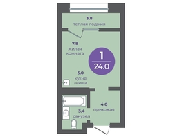 Продается 1-комнатная квартира ЖК Прогресс-квартал Перемены, дом 1, 24  м&sup2;, 4446000 рублей