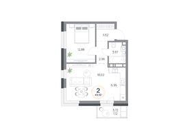 Продается 2-комнатная квартира ЖК Юдинский, дом 1.4, 49.52  м&sup2;, 6967464 рублей