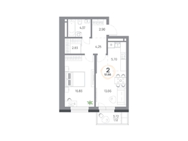 Продается 2-комнатная квартира ЖК Юдинский, дом 1.4, 51.65  м&sup2;, 7169020 рублей