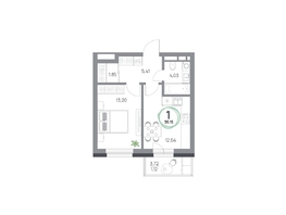 Продается 1-комнатная квартира ЖК Юдинский, дом 1.4, 38.15  м&sup2;, 5505045 рублей