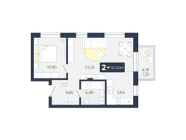 Продается 2-комнатная квартира ЖК Живём, Квартал 6.2, дом 2, 50.92  м&sup2;, 6237700 рублей