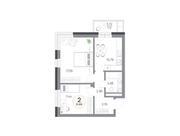 Продается 2-комнатная квартира ЖК Юдинский, дом 1.5, 51.69  м&sup2;, 7055685 рублей