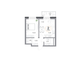 Продается 2-комнатная квартира ЖК Юдинский, дом 1.5, 41.99  м&sup2;, 5903794 рублей