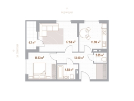 Продается 2-комнатная квартира ЖК Николаевские кварталы, 62.79  м&sup2;, 12244050 рублей