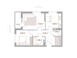 Продается 2-комнатная квартира ЖК Николаевские кварталы, 62.79  м&sup2;, 12558000 рублей