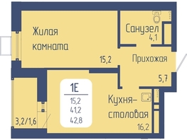 Продается 1-комнатная квартира ЖК Универс, 3 квартал, 42.8  м&sup2;, 8261000 рублей