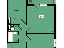 Продается 2-комнатная квартира ЖК КБС. Курчатова, дом 12.1, 56.2  м&sup2;, 8500000 рублей