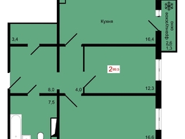 Продается 2-комнатная квартира ЖК КБС. Курчатова, дом 12.2, 69.5  м&sup2;, 9550000 рублей