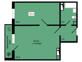 Продается 1-комнатная квартира ЖК КБС. Курчатова, дом 12.2, 52.5  м&sup2;, 7800000 рублей