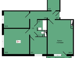Продается 3-комнатная квартира ЖК КБС. Курчатова, дом 12.2, 83.2  м&sup2;, 11650000 рублей