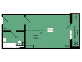 Продается 1-комнатная квартира ЖК КБС. Курчатова, дом 12.2, 37.9  м&sup2;, 6200000 рублей