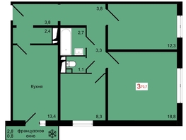 Продается 3-комнатная квартира ЖК КБС. Курчатова, дом 12.2, 70.7  м&sup2;, 10550000 рублей