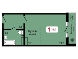 Продается 1-комнатная квартира ЖК КБС. Классика, дом 1, 38  м&sup2;, 6100000 рублей