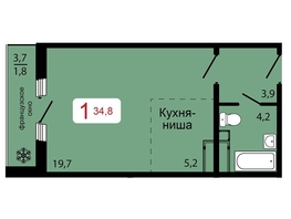 Продается 1-комнатная квартира ЖК КБС. Классика, дом 2, 34.8  м&sup2;, 5600000 рублей