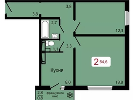 Продается 2-комнатная квартира ЖК КБС. Классика, дом 3, 54.6  м&sup2;, 6750000 рублей