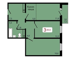 Продается 3-комнатная квартира ЖК КБС. Берег, дом 7 строение 5, 65.6  м&sup2;, 9300000 рублей