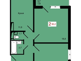 Продается 2-комнатная квартира ЖК КБС. Берег, дом 7 строение 2, 56.2  м&sup2;, 8500000 рублей