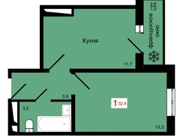 Продается 1-комнатная квартира ЖК КБС. Классика, дом 4, 32.4  м&sup2;, 6050000 рублей