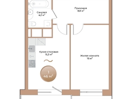 Продается 1-комнатная квартира ЖК Небо над Енисеем, 46  м&sup2;, 9246000 рублей