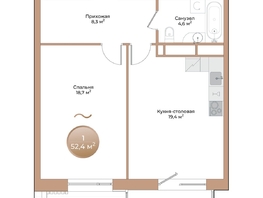 Продается 1-комнатная квартира ЖК Небо над Енисеем, 52.4  м&sup2;, 12314000 рублей
