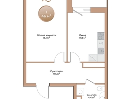 Продается 1-комнатная квартира ЖК Небо над Енисеем, 46  м&sup2;, 10902000 рублей