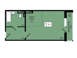 Продается 1-комнатная квартира ЖК КБС. Берег, дом 7 строение 1, 38.3  м&sup2;, 5800000 рублей