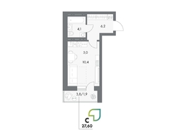 Продается Студия ЖК Аллея Парк, 4 этап, 27.5  м&sup2;, 4647500 рублей