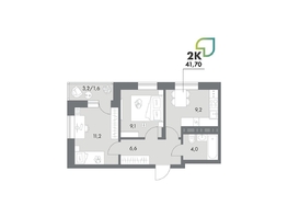 Продается 2-комнатная квартира ЖК Аллея Парк, 4 этап, 41.6  м&sup2;, 6489600 рублей