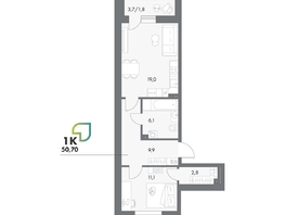 Продается Студия ЖК Аллея Парк, 4 этап, 50.7  м&sup2;, 7909200 рублей