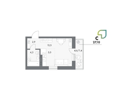 Продается Студия ЖК Аллея Парк, 4 этап, 27.1  м&sup2;, 4471500 рублей