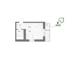 Продается Студия ЖК Аллея Парк, 4 этап, 26.5  м&sup2;, 4425500 рублей