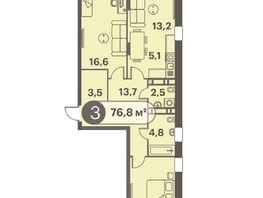Продается 3-комнатная квартира ЖК Три Клёна, дом 1, 76.8  м&sup2;, 10905600 рублей
