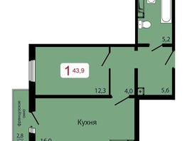 Продается 1-комнатная квартира ЖК КБС. Берег, дом 7 строение 6, 43.9  м&sup2;, 7090000 рублей