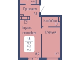 Продается 1-комнатная квартира ЖК Универс, 3 квартал, 45.6  м&sup2;, 8700000 рублей