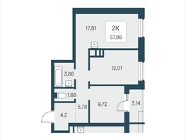 Продается 2-комнатная квартира ЖК Расцветай в Солнечном, дом 2, 57.98  м&sup2;, 8050000 рублей