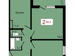 Продается 2-комнатная квартира ЖК КБС. Берег, дом 7 строение 6, 56.2  м&sup2;, 8700000 рублей