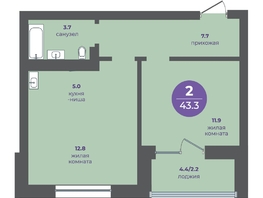 Продается 2-комнатная квартира ЖК Прогресс-квартал Перемены, дом 4, 43.3  м&sup2;, 6787275 рублей