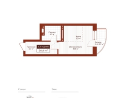 Продается Студия ЖК Дом на Ульяновском, 25.9  м&sup2;, 6251000 рублей