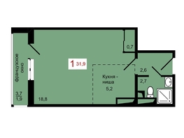 Продается 1-комнатная квартира ЖК КБС. Берег, дом 7 строение 1, 31.9  м&sup2;, 5300000 рублей