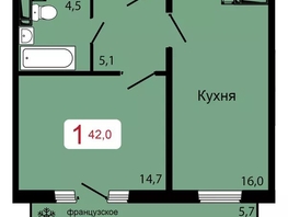 Продается 1-комнатная квартира ЖК КБС. Классика, дом 3, 42  м&sup2;, 6900000 рублей