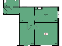 Продается 2-комнатная квартира ЖК КБС. Курчатова, дом 12.1, 60.9  м&sup2;, 9100000 рублей
