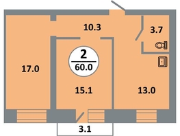Продается 2-комнатная квартира ЖК Снегири, дом 8, 60.4  м&sup2;, 8150000 рублей