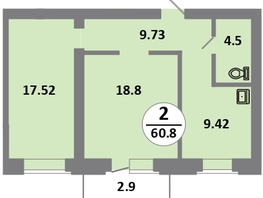 Продается 2-комнатная квартира ЖК Снегири, дом 11, 59.2  м&sup2;, 7830000 рублей