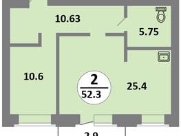 Продается 2-комнатная квартира ЖК Снегири, дом 11, 51.6  м&sup2;, 7240000 рублей
