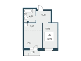 Продается 2-комнатная квартира ЖК Расцветай в Солнечном, дом 2, 48.96  м&sup2;, 6800000 рублей