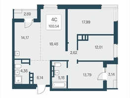 Продается 4-комнатная квартира ЖК Расцветай в Солнечном, дом 2, 100.54  м&sup2;, 12550000 рублей
